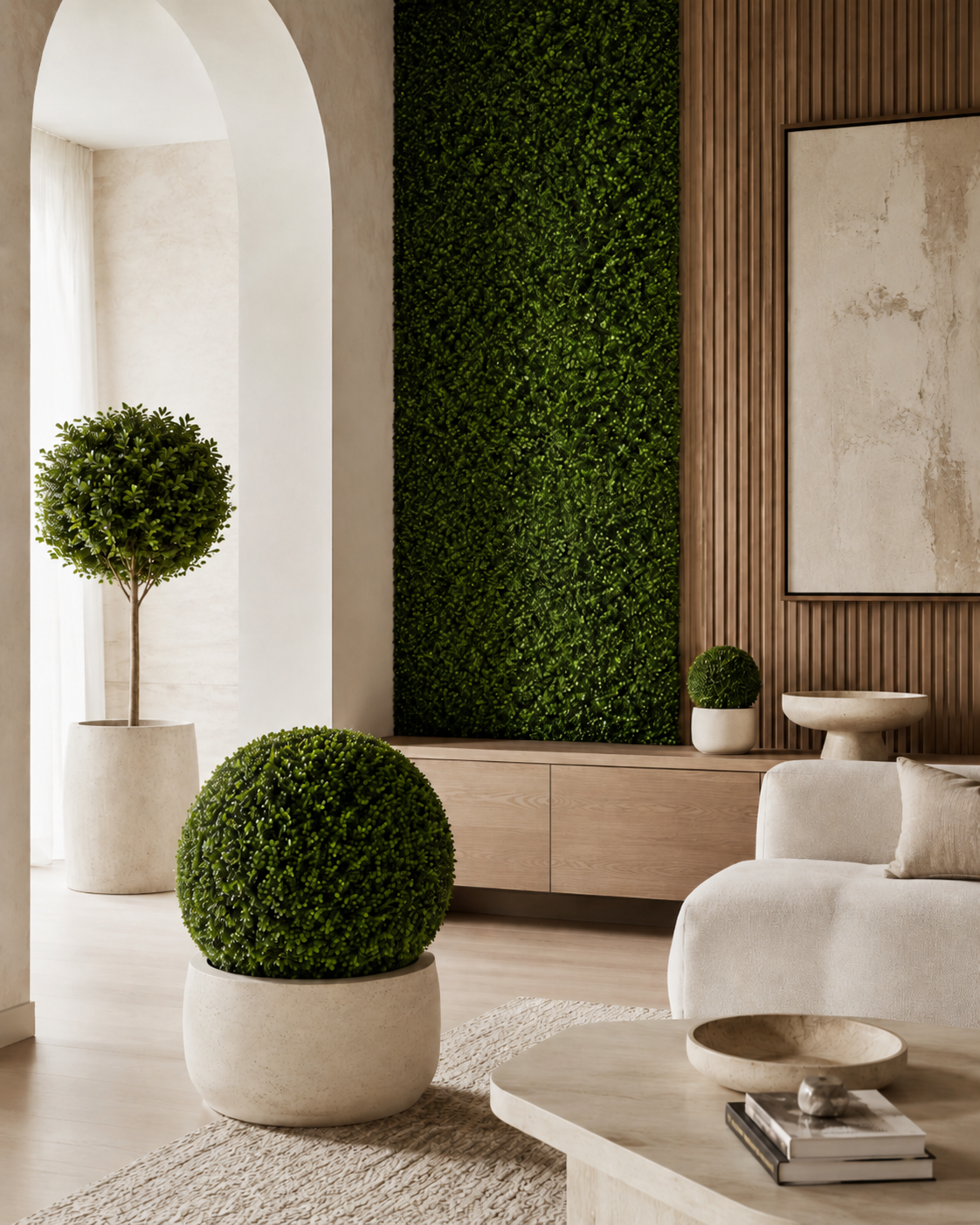 Artificial greenery in modern apartment